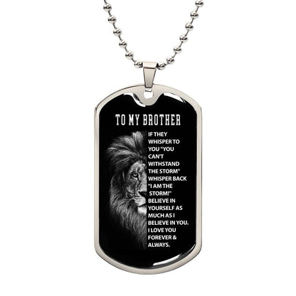 To My Brother, Lion Dog Tag Necklace