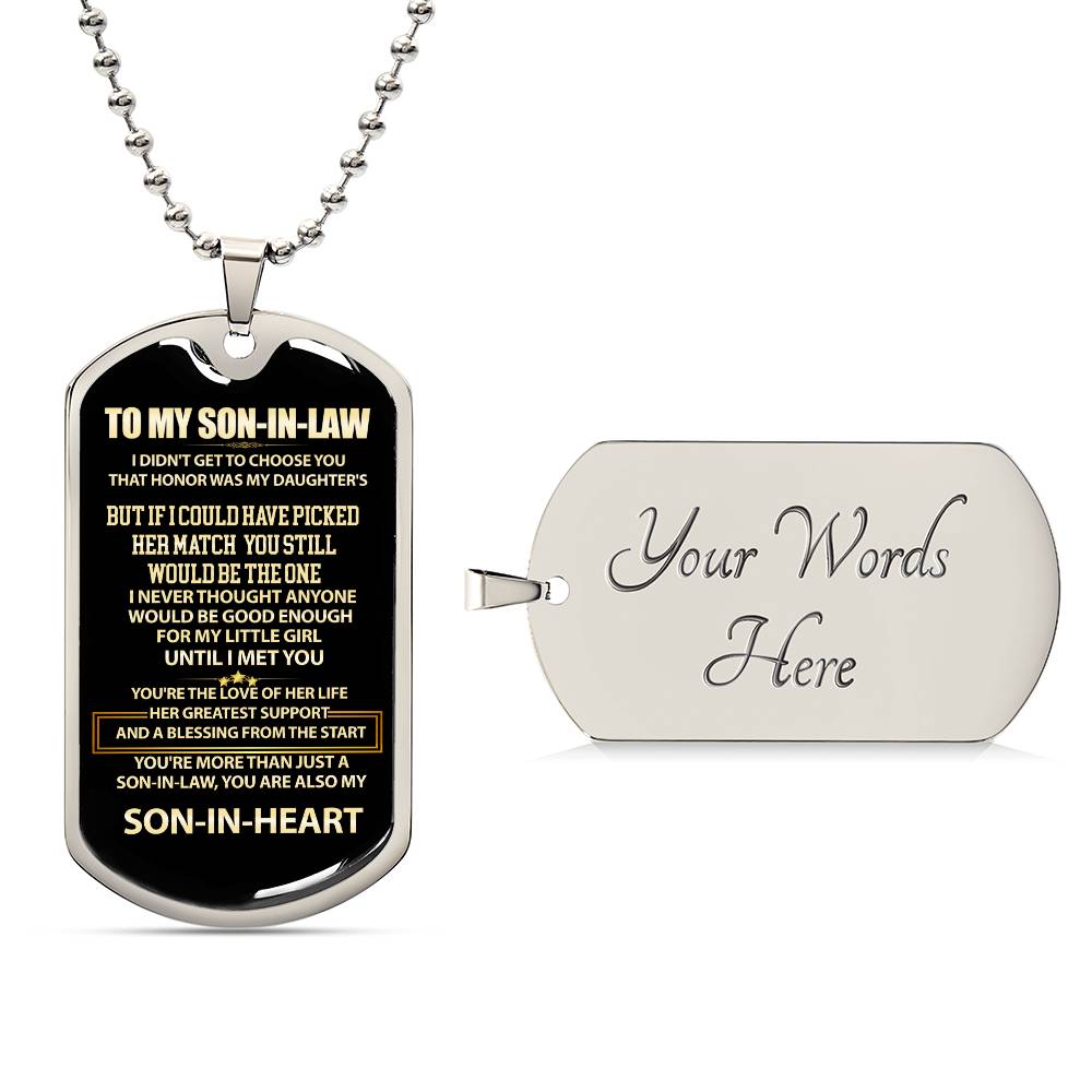 To My Son In Law, Son-In-Heart Dog Tag