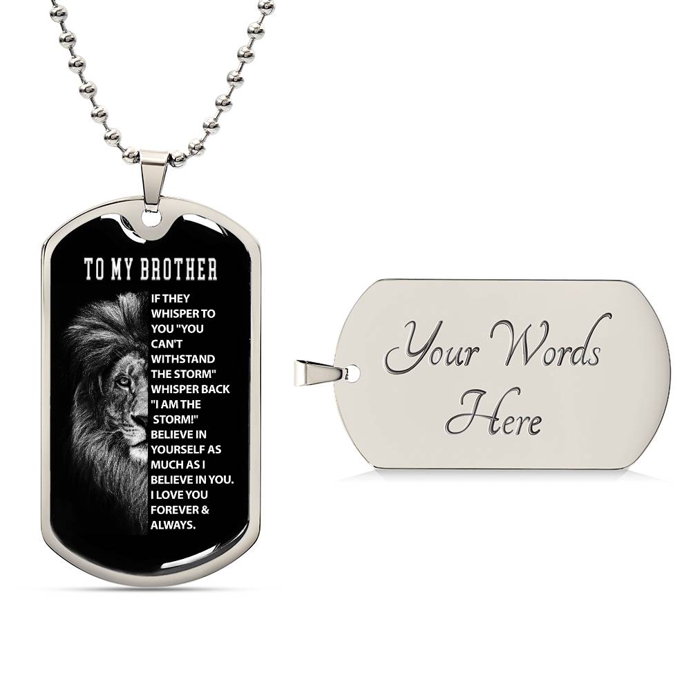 To My Brother, Lion Dog Tag Necklace