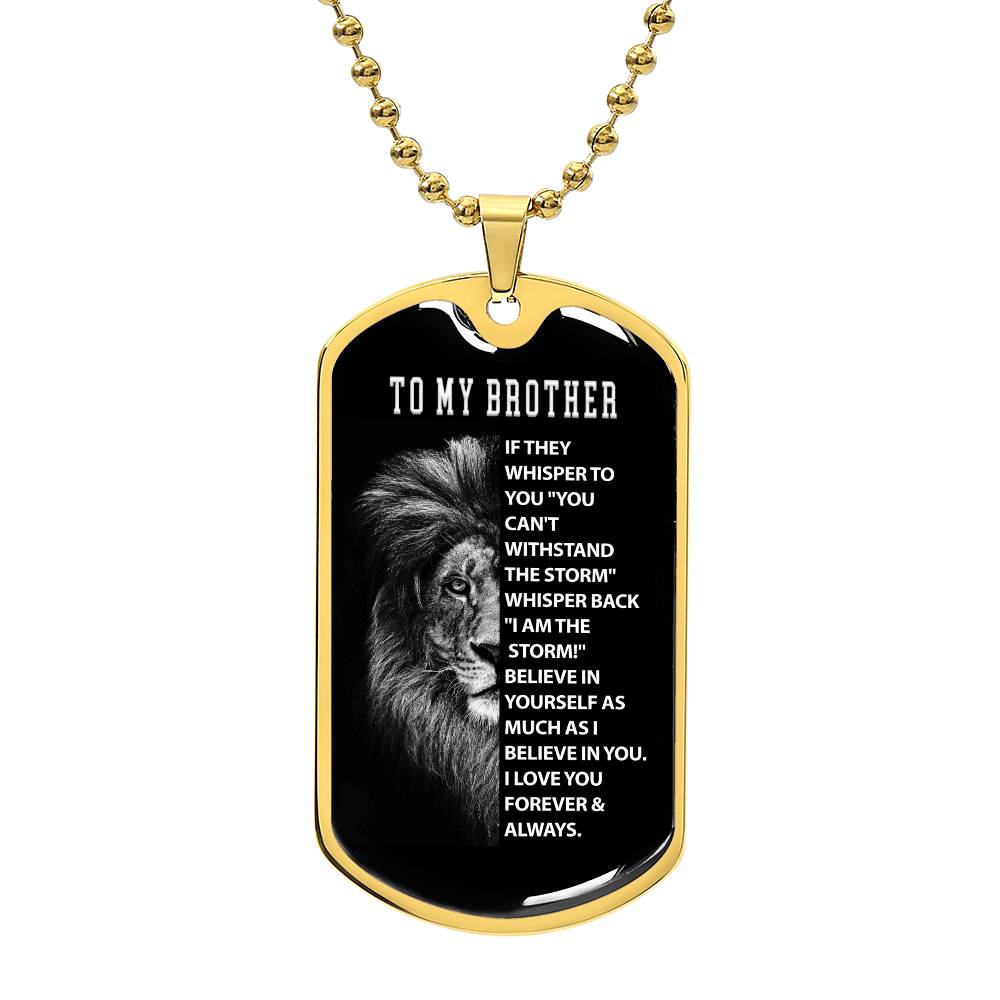 To My Brother, Lion Dog Tag Necklace