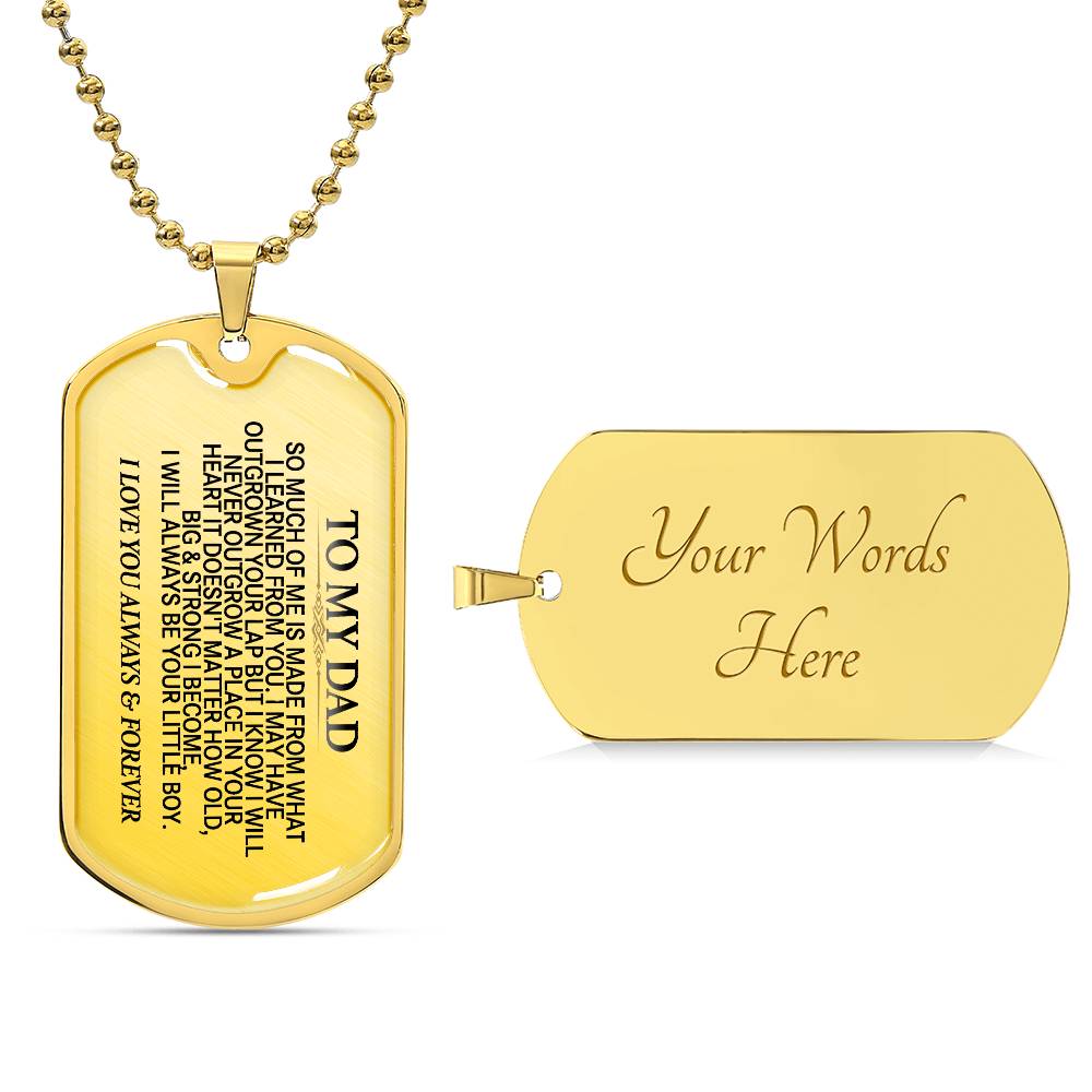 To My Dad, Personalized Dog Tag Necklace