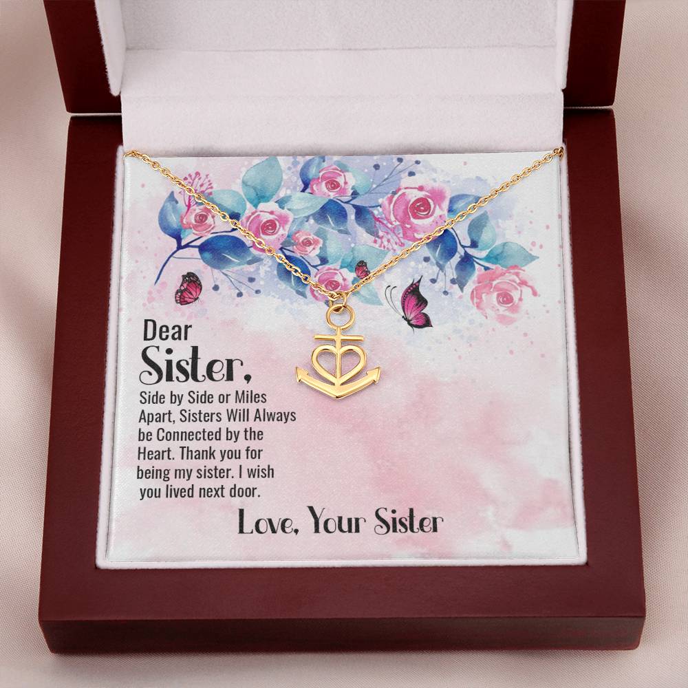 To  Sister Anchored Heart Necklace