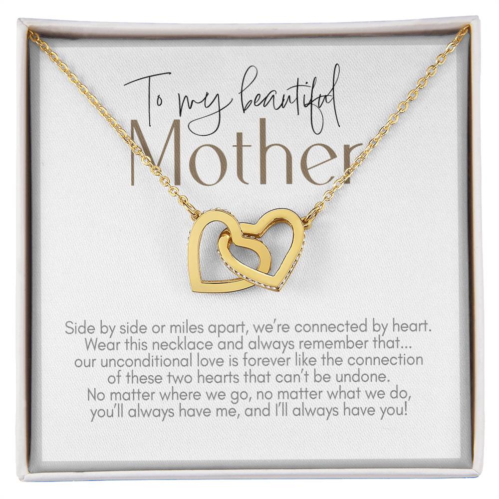 To My Beautiful Mother, Interlocking Hearts Necklace