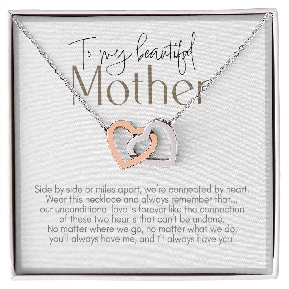 To My Beautiful Mother, Interlocking Hearts Necklace