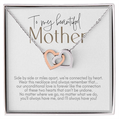 To My Beautiful Mother, Interlocking Hearts Necklace