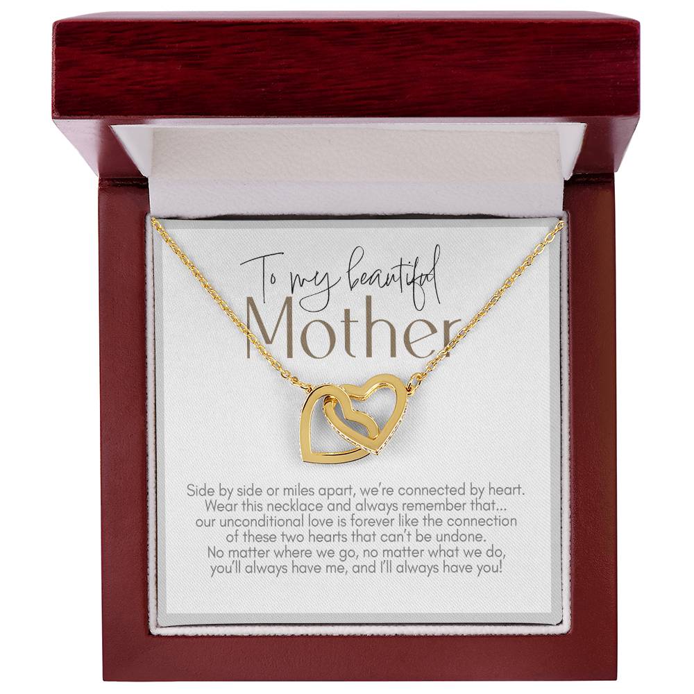 To My Beautiful Mother, Interlocking Hearts Necklace