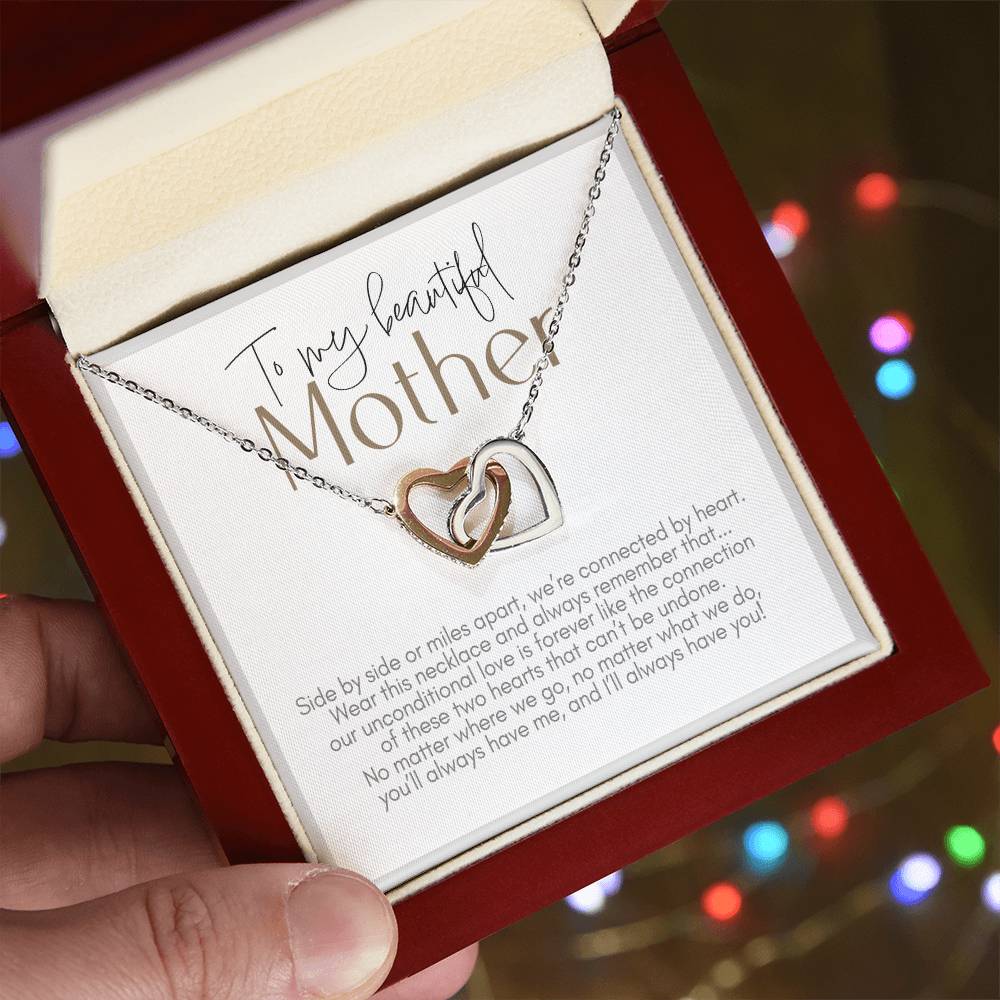 To My Beautiful Mother, Interlocking Hearts Necklace